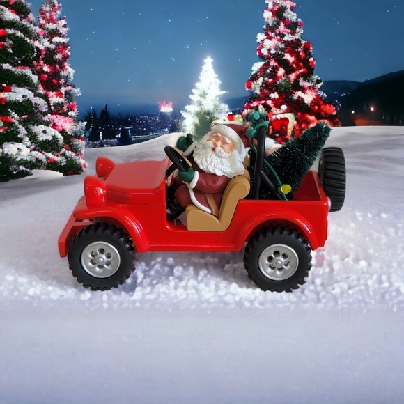 IOB HALLMARK SIGNED KEEPSAKE 1996 SANTA'S 4X4 RED JEEP HERE COMES SANTA ORNAMENT - Picture 5 of 15